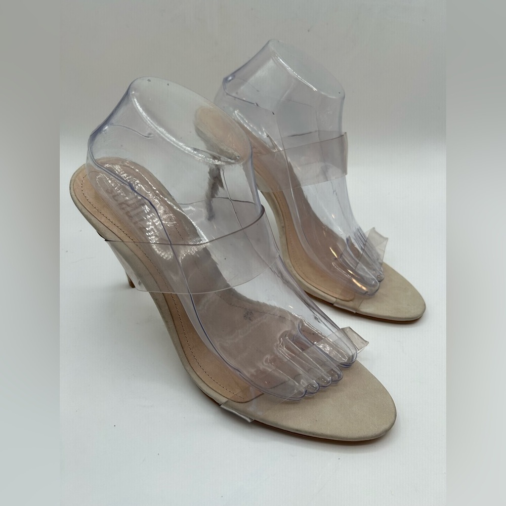 SCHUTZ Ariella Sandal |Double Clear Vinyl Straps |stiletto heel | in nude - Picture 7 of 13
